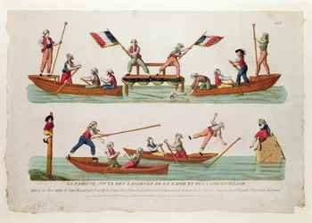 The Famous Joust mellom Lancers from the Rapee og Grenouillere som fant sted mellom Pont Royal og Pont de la Concorde, 15. august 1807